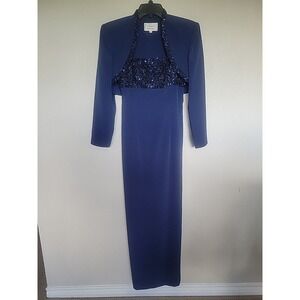 VTG Victor Costa Dress For Nahdree Sz 6 Navy